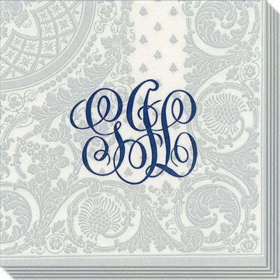 Silver Jacquard Caspari Paper Linen Like Napkins